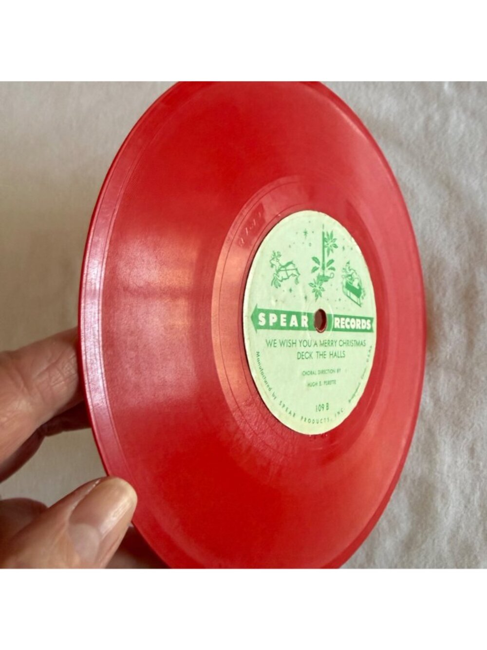Vintage 1950s Silent Night Red Vinyl 78 Record Christmas Decor Spear Records - Picture 6 of 12